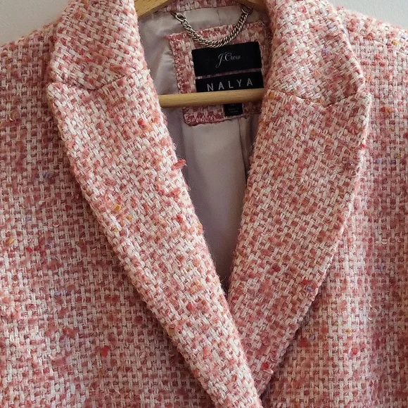 J. Crew Daphne Top Coat Italian Tweed Guava Pink Size 12 - Picture 5 of 11